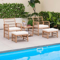 Five Piece Wicker Conversation Set with Ottomans