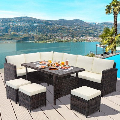 Seven Piece Sectional Patio Set with Coffee Table
