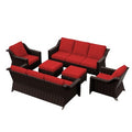 Six Piece Patio Set with Sofas Chairs Ottomans