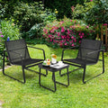 Compact Patio Bistro Set with Glass Top Table