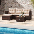 Four Seat Wicker Set with Glass Coffee Table