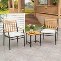 Three Piece Balcony Seating Set with Compact Coffee Table