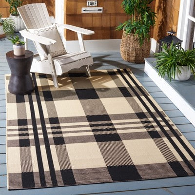 Black and Bone Outdoor Accent Rug 122x170 cm