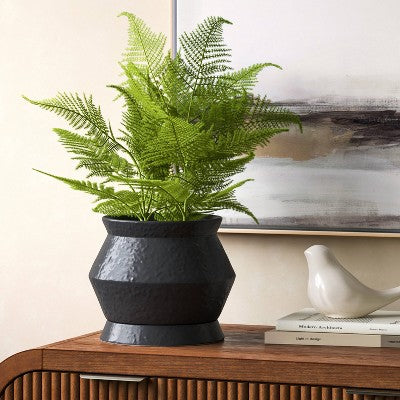 Matte Black Modern Planter with Clean Straight Sides