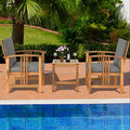 Three Piece Solid Wood Bistro Set with Cushions