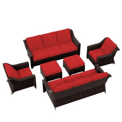 Six Piece Patio Set with Sofas Chairs Ottomans