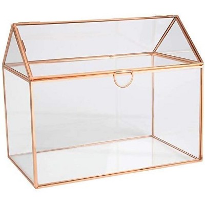 Gold Geometric Glass Terrarium 25x15x20 cm Tabletop