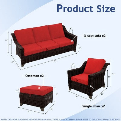 Six Piece Patio Set with Sofas Chairs Ottomans