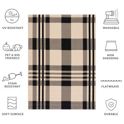 Black and Bone Outdoor Accent Rug 122x170 cm