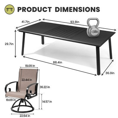 Large Aluminium Outdoor Dining Set for Six to Ten