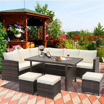 Seven Piece Sectional Patio Set with Coffee Table